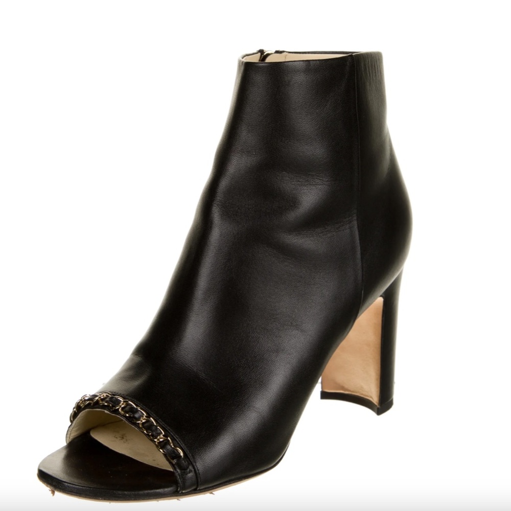 Chanel Leather Ankle Boots Size 37.5
